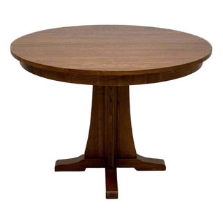 Mission Quarter Sawn Oak Round Dining Table, Kitchen Table - 42" For Sale