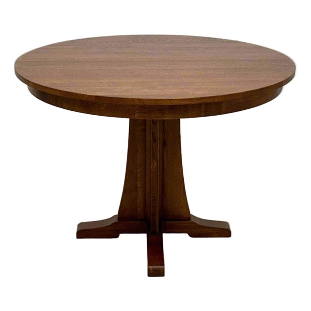Mission Quarter Sawn Oak Round Dining Table, Kitchen Table - 42" For Sale