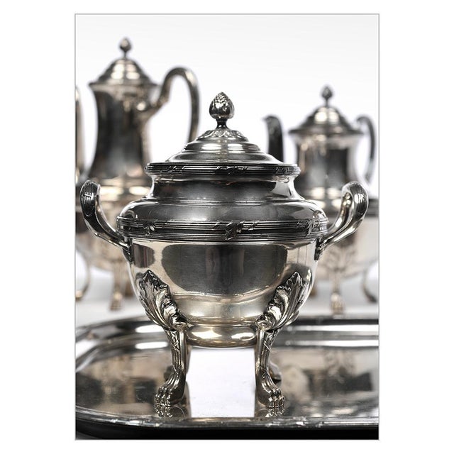 Antique Coffee or Tea Service in Silver Set For Sale - Image 6 of 7