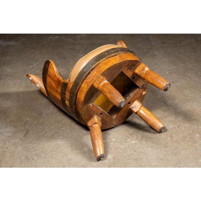 Wood Vintage Tufted Leather Chesterfield Barrel Chair For Sale - Image 7 of 12