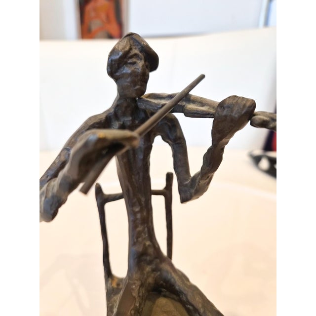 Bronze Violinist Sculpture For Sale - Image 4 of 7