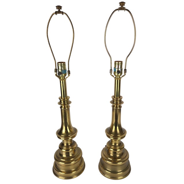 Stiffel Brass Baluster Table Lamps - Hollywood Regency - MCM - A Pair For Sale - Image 12 of 17