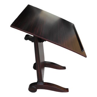 1990s Emile Jacques Ruhlmann Style French Art Deco Macassar Ebony Reading Table For Sale