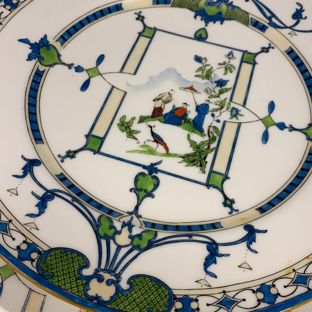 Vintage Royal Worcester Chinoiserie Blue & Green Plate Set - Set of 12 For Sale In Chicago - Image 6 of 7