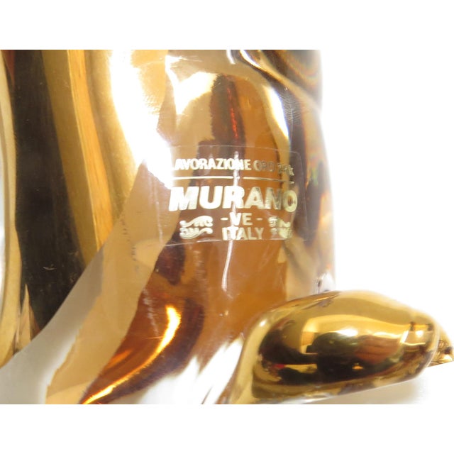 Gold Vintage Murano Gold Infused Clear Glass Sculpture of a Pelican For Sale - Image 8 of 9