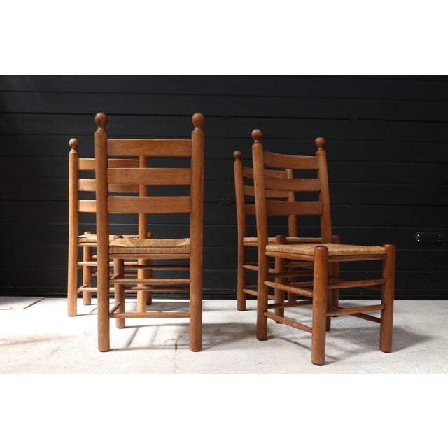 Vintage French Rustic Ladder-Back Dining Chairs, 1960, Set of 4 For Sale - Image 3 of 18