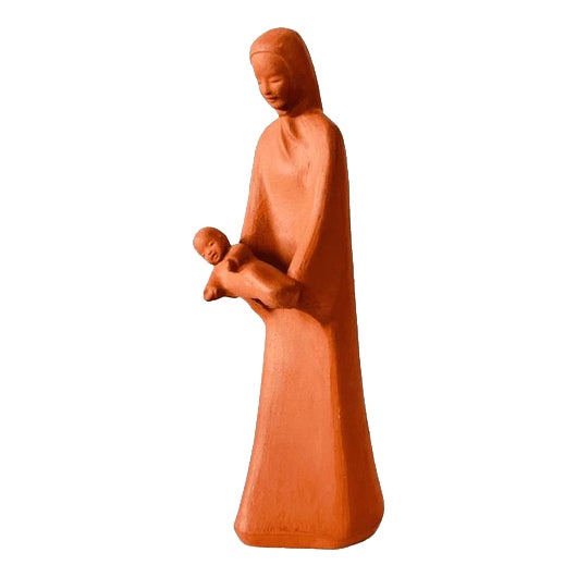 Vintage Terracotta Madonna Statue by Maria Yves Le Pape, 1970s For Sale