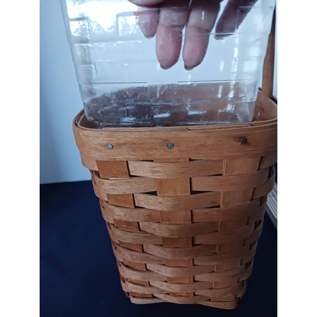 Longaberger woven wood pin basket from1991, see mark EUC appears to have no sun damage, fading, cracking or drying.....
