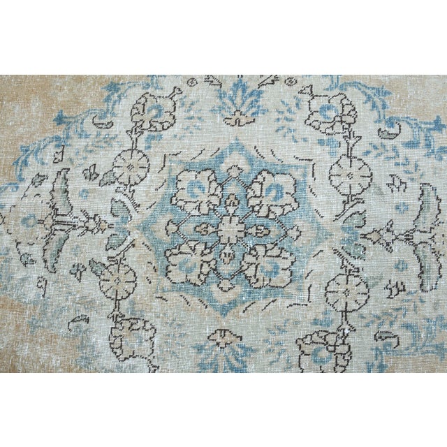 Sky Blue 1970s Vintage Persian Handmade Wool Cotton Blue Area Rug For Sale - Image 8 of 11