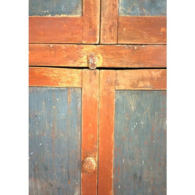 Antique American Primitive Painted Two-Tone Corner Cupboard, Virginia For Sale - Image 9 of 10