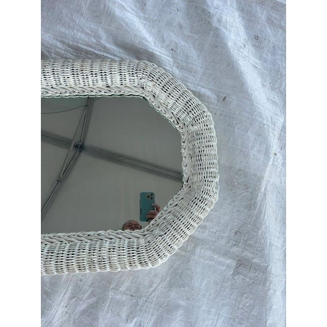 Dirk Van Sliedregt Vintage White Wicker Mirror Full Length For Sale - Image 4 of 6