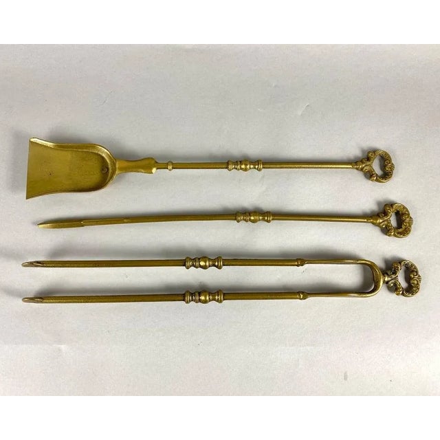 Hunting Fireplace Set in Gilt Bronze, France, 1950s, Set of 4 For Sale - Image 3 of 8