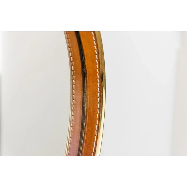 Wall Mirror with Leather, 1950s For Sale - Image 10 of 11