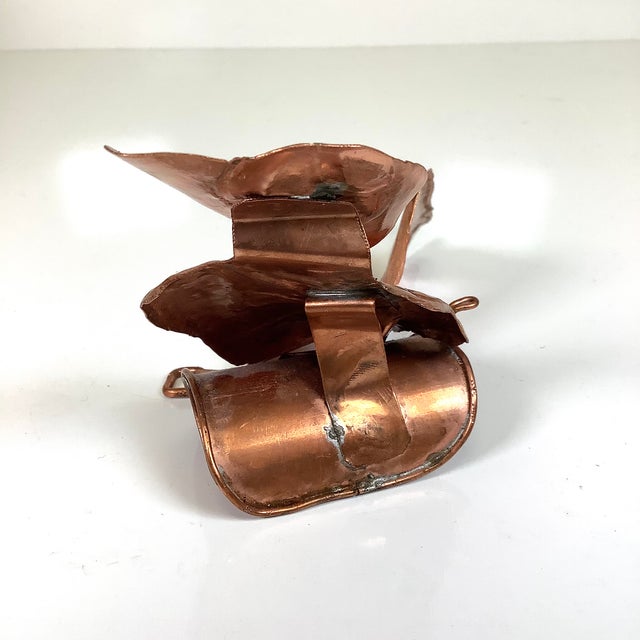American Cowboy Thin Copper Sculpture Figure Western Chaps Saddle Vintage 7.5”l Brutalist For Sale - Image 3 of 11