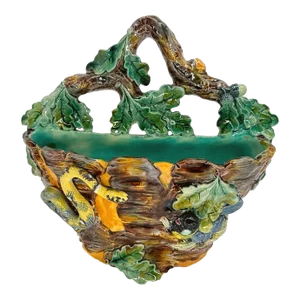 A Thomas Sergent Palissy Ware Majolica Wall Pocket With Snake, French, Ca. 1875