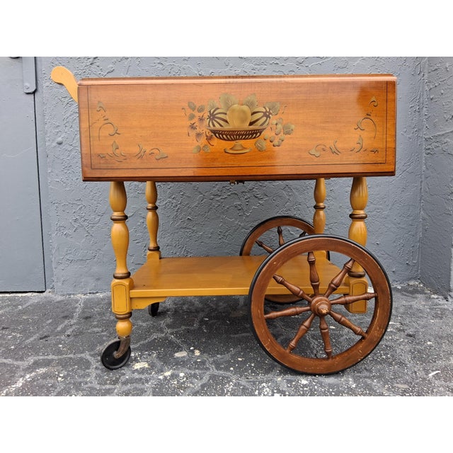 c1940's Traditional style Rolling Trolley Dry Bar Cart by Heywood Wakefield. Beautiful piece! sides extend for extra...