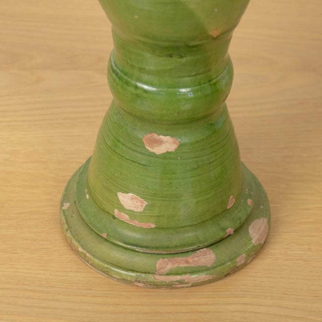 19th Century Spanish Terracotta Green Glaze Lamp For Sale - Image 9 of 10