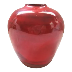 1970s Ben Owen Pottery Small Chinese Red Seagrove North Carolina Pottery Urn Egg Vase