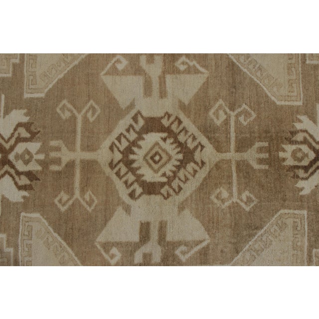 1950s Hand-Knotted Vintage Turkish Kars Rug in a Beige-Brown, White Medallion Pattern For Sale - Image 5 of 8