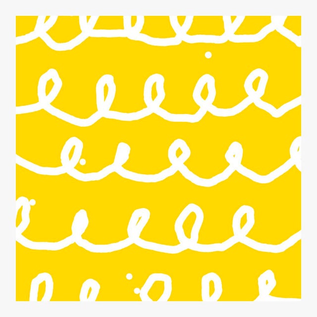 Mid-Century Modern Bumpy Train Ride in White on Yellow Fine Art Print 43.5" X 61" by Liz Roache For Sale - Image 3 of 6