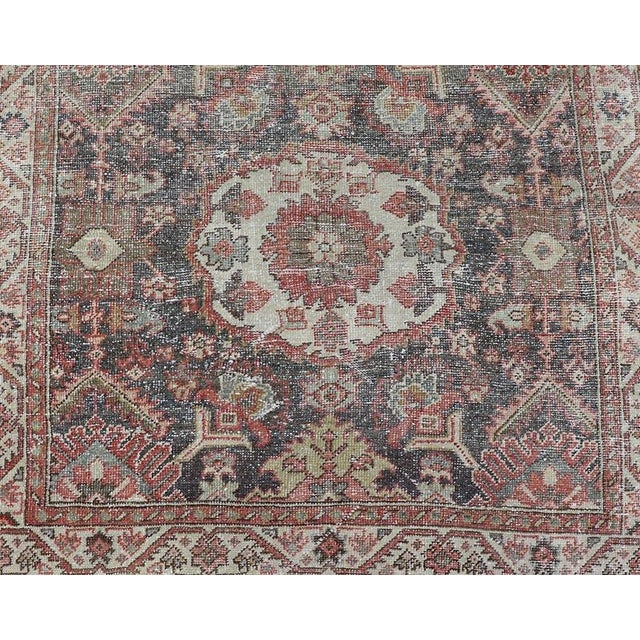Antique Persian Sultanabad Gallery With Floral Design in Lt. Blue, Gray & Red For Sale - Image 4 of 13