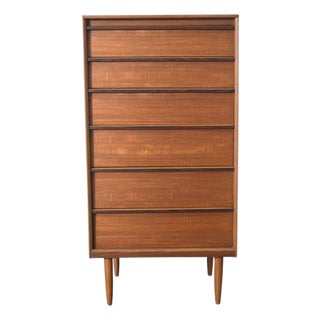 Narrow Teak + Rosewood Highboy Dresser For Sale