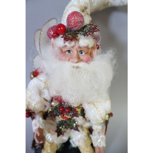 2000 - 2009 Vintage Mark Roberts Hanging Christmas Fairy Ornament, White Red & Gold, C. 2000–2005 For Sale - Image 5 of 7