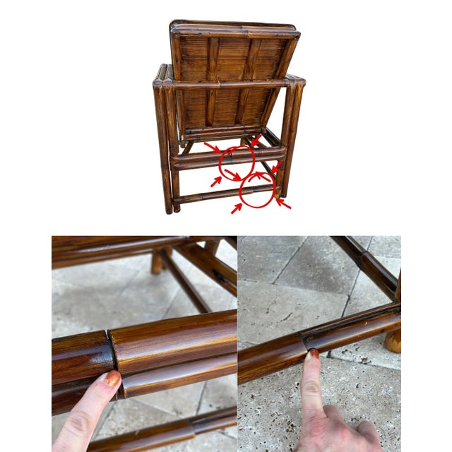 Early 20th Century Antique Chinese Qing Dynasty Ningbo Bamboo Lounge Chairs, a Pair For Sale - Image 9 of 11