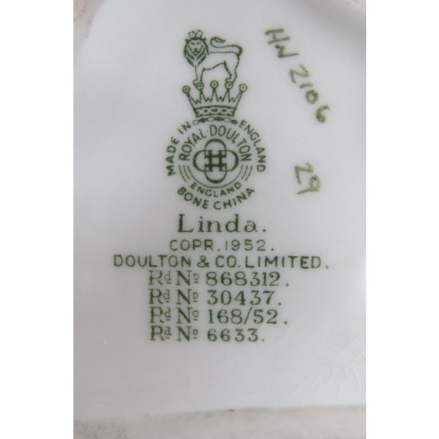 1950s Royal Doulton Linda Hn2106 Bone China Porcelain Figurine For Sale - Image 5 of 11