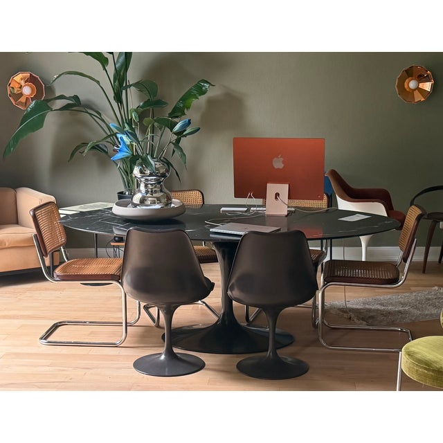 Model S32 Dining Chair with Woven Cane and Brown Wood Frame by Marcel Breuer for Thonet, 1981, Set of 4 For Sale - Image 6 of 15