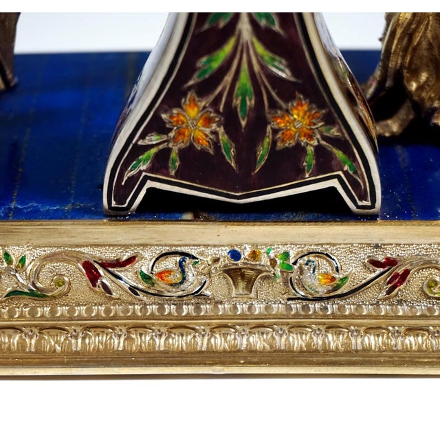 Viennese Glass and Silver Belle Epoque Splendour Clock with Enamel and Gemstones, 1880 For Sale - Image 12 of 16