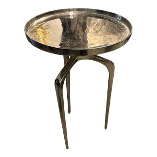 Mid-Century Modern Style Dali Style Silver Handcrafted Accent Side Table For Sale