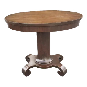 19th C. American Empire Refinished Oval Pedestal Mahogany Side Table