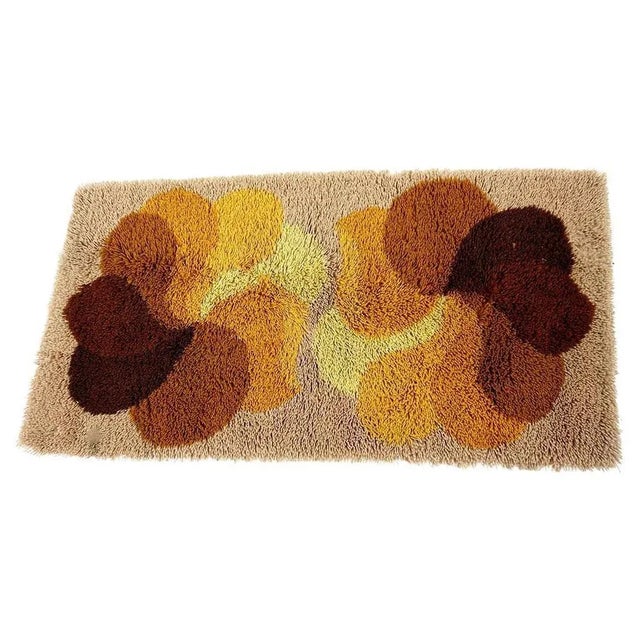 Brown and Yellow Flower Wool Rug attributed to Desso, Netherlands, 1970s For Sale - Image 9 of 9