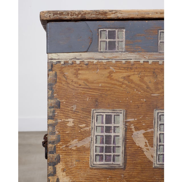 19th C. English Painted Pine Chest With Georgian Manor Façade For Sale - Image 15 of 18