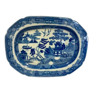 Antique Blue Willow Serving Platter From England - Circa 1900
