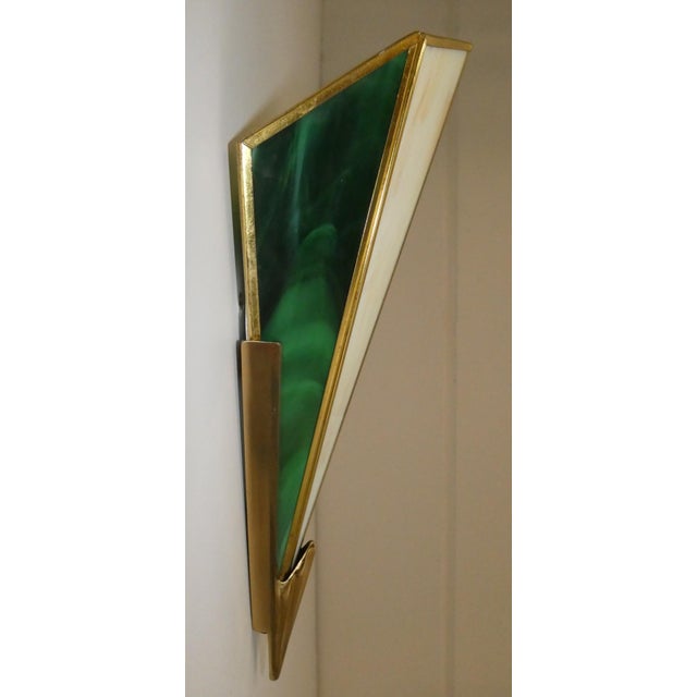 Vintage Brass and Synthetic Glass Wall Lights from Glashütte Limburg, 1980s, Set of 2 For Sale - Image 3 of 9