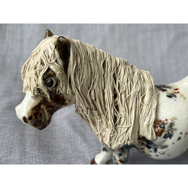 Vintage ceramic ivory Appaloosa, spaghetti mane and tail pony, horse figure. Made in South Africa by Cheval Ceramics. No...