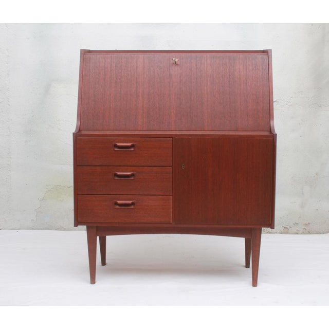 Mid-Century Modern Vintage Teak Secretaire from VKW Möbel, 1955 For Sale - Image 3 of 16