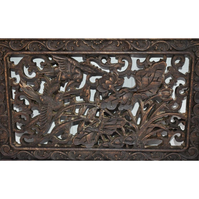 Vintage Hand Carved Chinese Plaque With Birds & Floral Details For Sale - Image 10 of 12