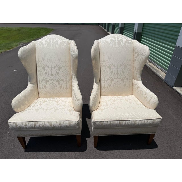 Pair of Ethan Allen Selby Wing Chairs For Sale - Image 9 of 11