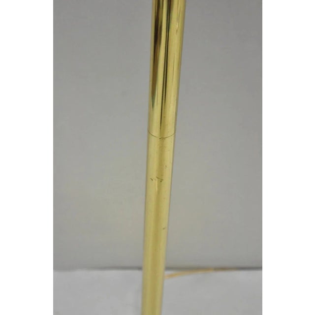 Metal Vintage Traditional Polished Brass Swing Arm Reading Pole Floor Lamp W/ Shade For Sale - Image 7 of 12