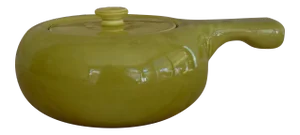 Vintage 1950s Russel Wright Steubenville Avocado Green Casserole With Stick Handle