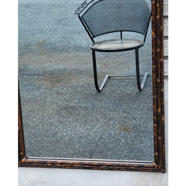 English 1920s Bamboo Gilded Wall Mirror Black& Gold For Sale - Image 11 of 11