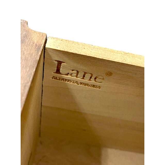 1970s Lane Mid-Century Modern End Table With Basketweave Drawer Front For Sale - Image 10 of 11