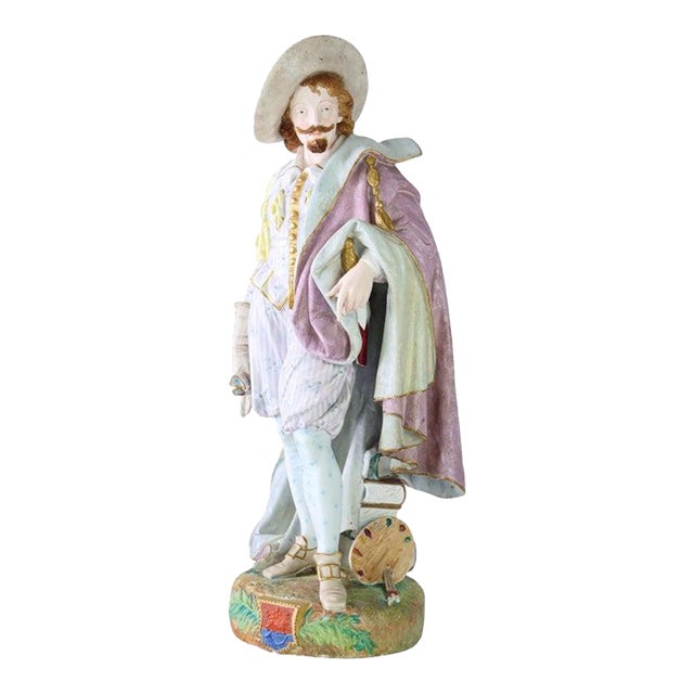 Large 21" French Paul Duboy Bisque Porcelain Polychromed Scholar Figure C1890 For Sale