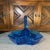 Brilliant blue art deco divided relish tray. Four separate compartments with a beautiful pyramid/diamond style handle.