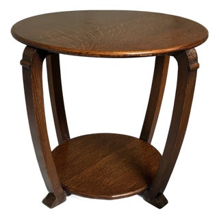 Antique 1930s American Art Deco Oak Side Table For Sale