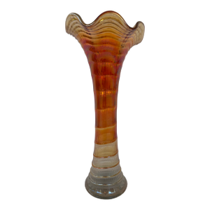 1950s Imperial Glass Marigold Carnival Ribbed Swung Vase – 12.25”