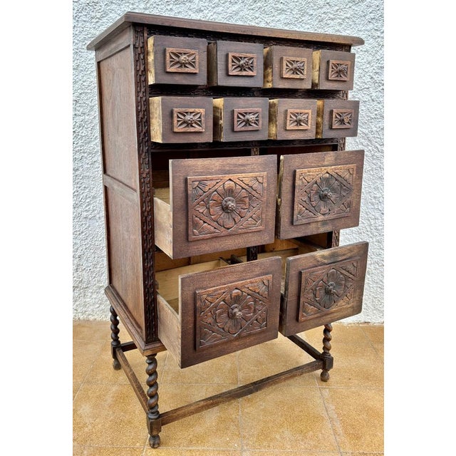 Spanish Wooden Storage Cabinet with Drawers, 1900s For Sale - Image 5 of 11